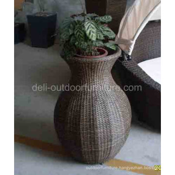 Outdoor Garden Pe Rattan Round Design Flower Pot Basket